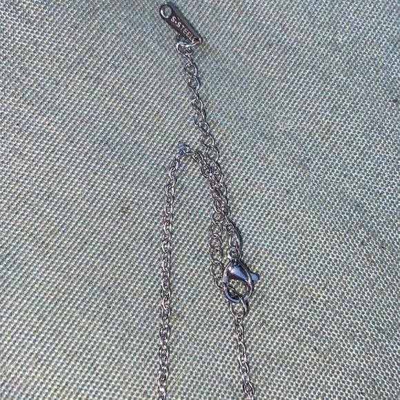 Acero & S.Steel double heart silver and teal enamel pendants, “FOREVER LOVE” - Picture 3 of 5